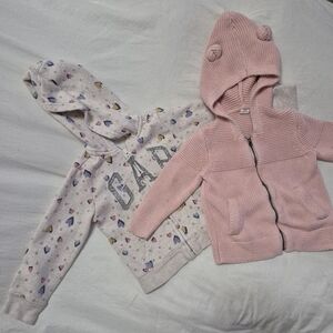 GAP Kids Pink and Cream Heart Hoodie Set (2pcs) 4T And 3T